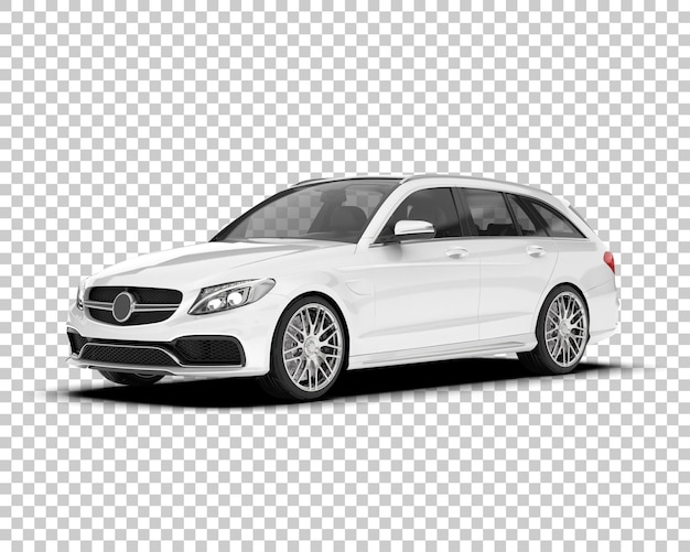 Auto de la ciudad blanco sobre un fondo transparente Ilustración de renderización 3D