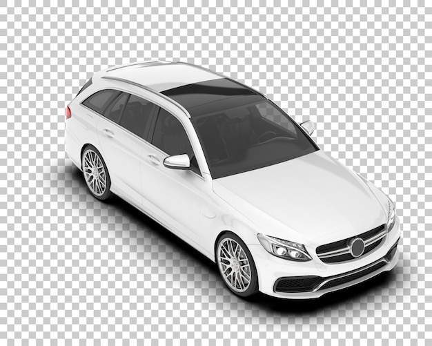 Auto de la ciudad blanco sobre un fondo transparente Ilustración de renderización 3D