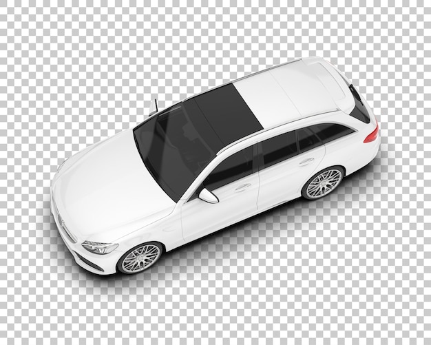 Auto de la ciudad blanco sobre un fondo transparente Ilustración de renderización 3D