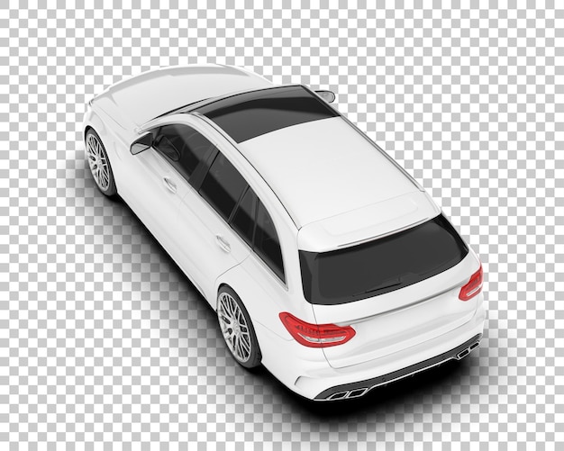 Auto de la ciudad blanco sobre un fondo transparente Ilustración de renderización 3D