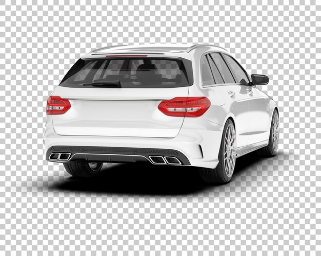 Auto de la ciudad blanco sobre un fondo transparente Ilustración de renderización 3D