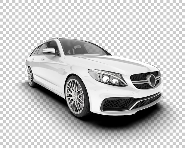 Auto de la ciudad blanco sobre un fondo transparente Ilustración de renderización 3D