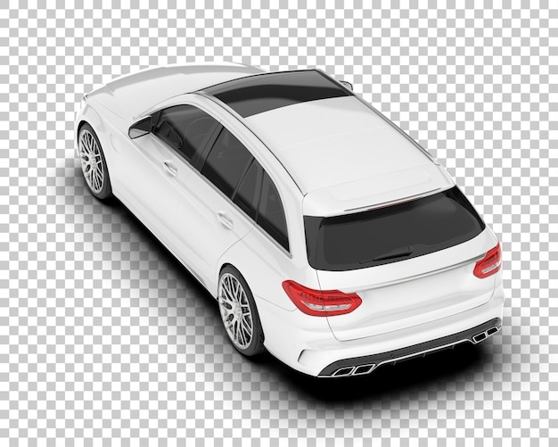 Auto de la ciudad blanco sobre un fondo transparente Ilustración de renderización 3D