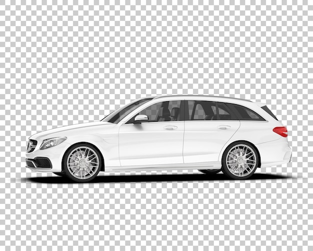 Auto de la ciudad blanco sobre un fondo transparente Ilustración de renderización 3D