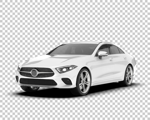 Auto de la ciudad blanco sobre un fondo transparente Ilustración de renderización 3D