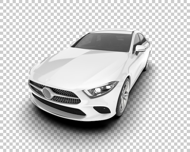 Auto de la ciudad blanco sobre un fondo transparente Ilustración de renderización 3D