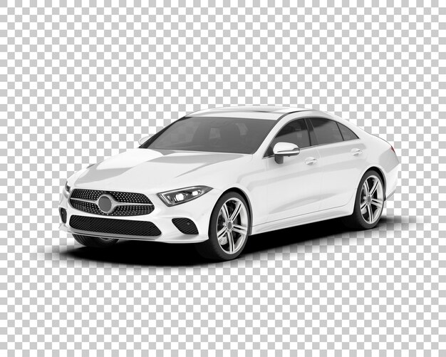 Auto de la ciudad blanco sobre un fondo transparente Ilustración de renderización 3D