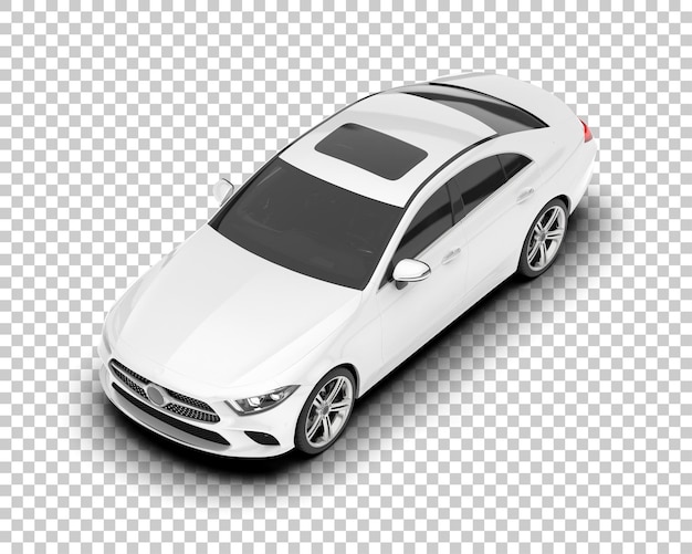 Auto de la ciudad blanco sobre un fondo transparente Ilustración de renderización 3D