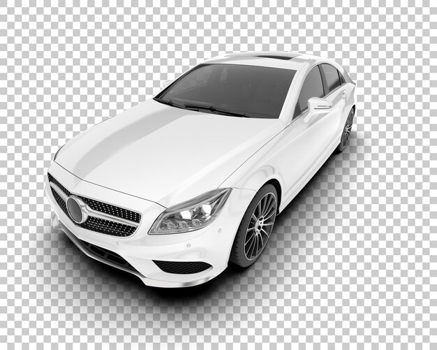 Auto de la ciudad blanco sobre un fondo transparente Ilustración de renderización 3D