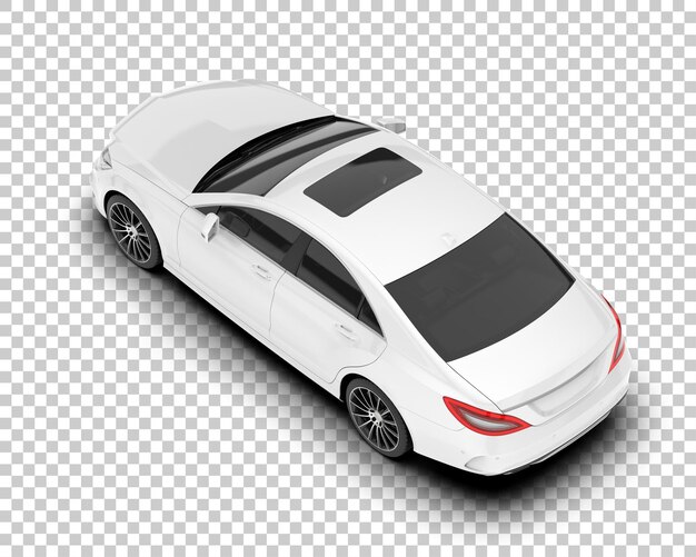 Auto de la ciudad blanco sobre un fondo transparente Ilustración de renderización 3D