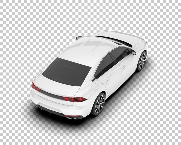 Auto de la ciudad blanco sobre un fondo transparente Ilustración de renderización 3D