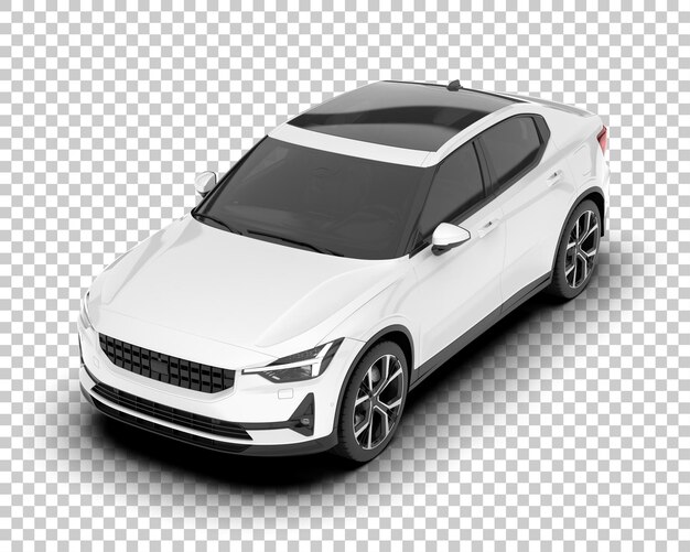 Auto de la ciudad blanco sobre un fondo transparente Ilustración de renderización 3D