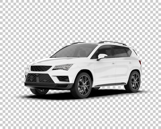 Auto de la ciudad blanco sobre un fondo transparente Ilustración de renderización 3D