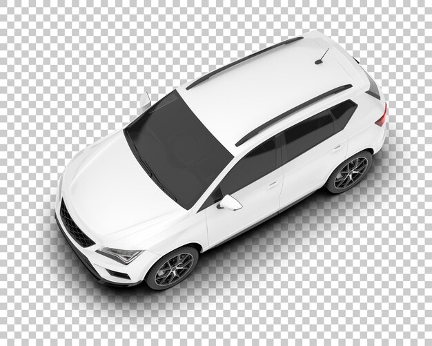 Auto de la ciudad blanco sobre un fondo transparente Ilustración de renderización 3D