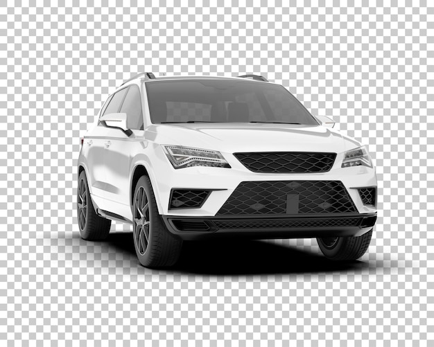Auto de la ciudad blanco sobre un fondo transparente Ilustración de renderización 3D