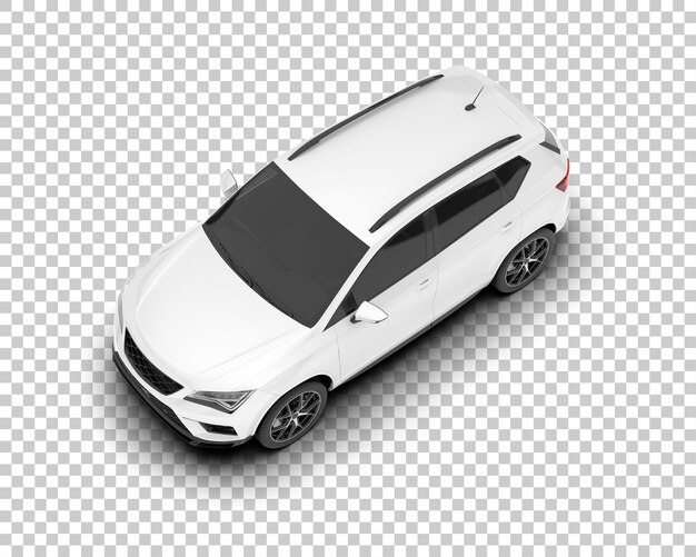 Auto de la ciudad blanco sobre un fondo transparente Ilustración de renderización 3D