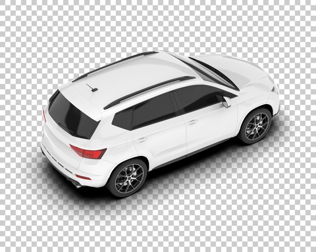 Auto de la ciudad blanco sobre un fondo transparente Ilustración de renderización 3D