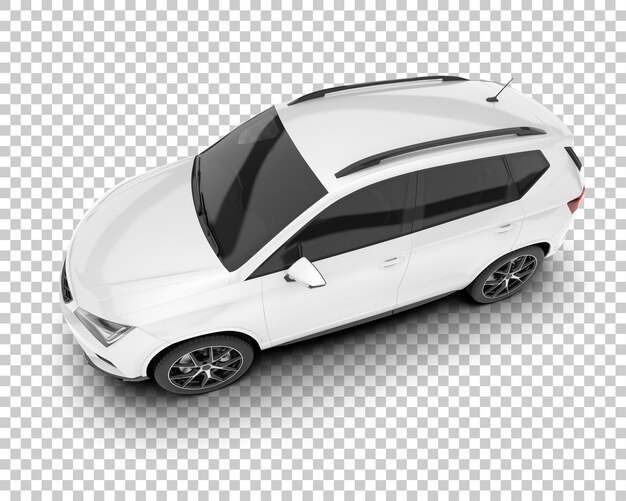 Auto de la ciudad blanco sobre un fondo transparente Ilustración de renderización 3D