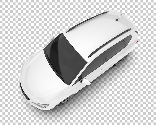 Auto de la ciudad blanco sobre un fondo transparente Ilustración de renderización 3D