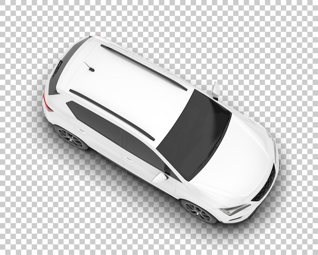 Auto de la ciudad blanco sobre un fondo transparente Ilustración de renderización 3D