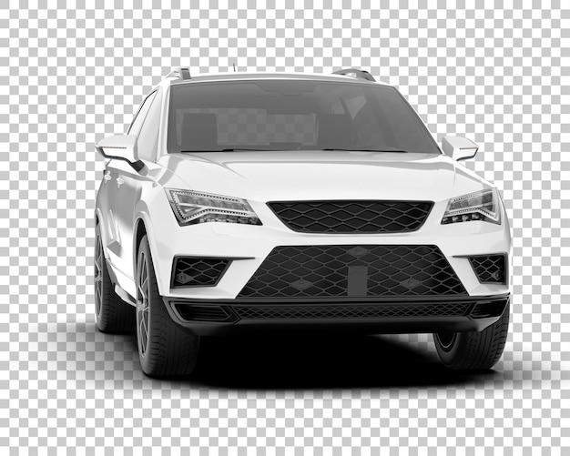 Auto de la ciudad blanco sobre un fondo transparente Ilustración de renderización 3D