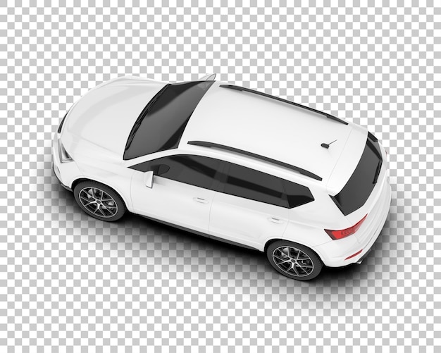 Auto de la ciudad blanco sobre un fondo transparente Ilustración de renderización 3D