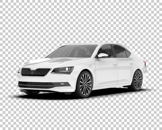 Auto de la ciudad blanco sobre un fondo transparente Ilustración de renderización 3D