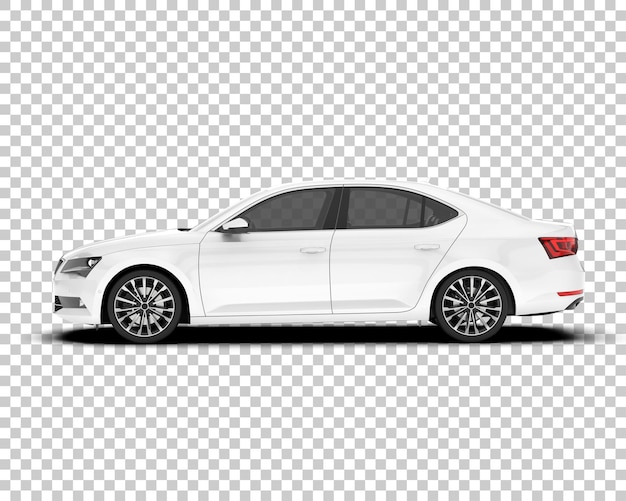 Auto de la ciudad blanco sobre un fondo transparente Ilustración de renderización 3D