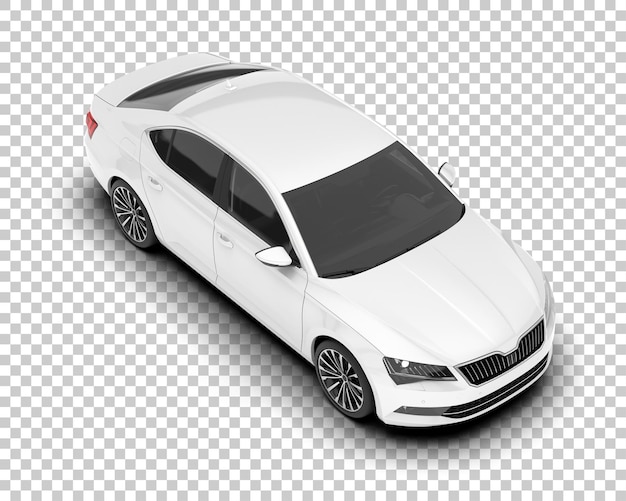 Auto de la ciudad blanco sobre un fondo transparente Ilustración de renderización 3D