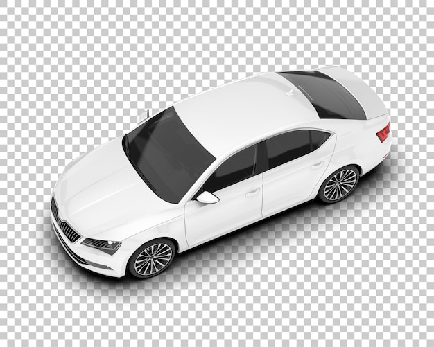Auto de la ciudad blanco sobre un fondo transparente Ilustración de renderización 3D