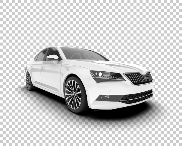 Auto de la ciudad blanco sobre un fondo transparente Ilustración de renderización 3D