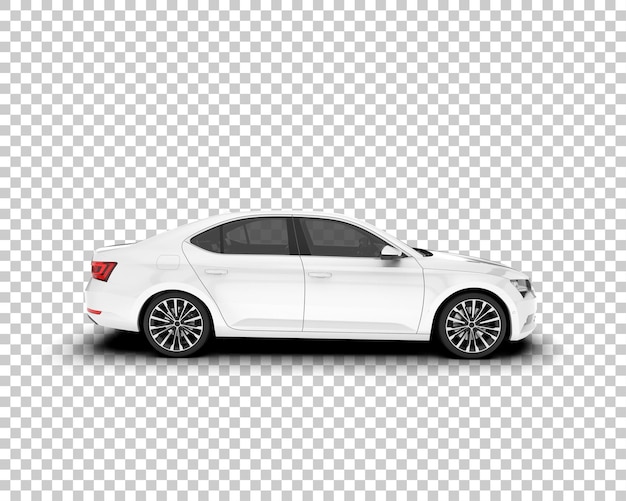 Auto de la ciudad blanco sobre un fondo transparente Ilustración de renderización 3D