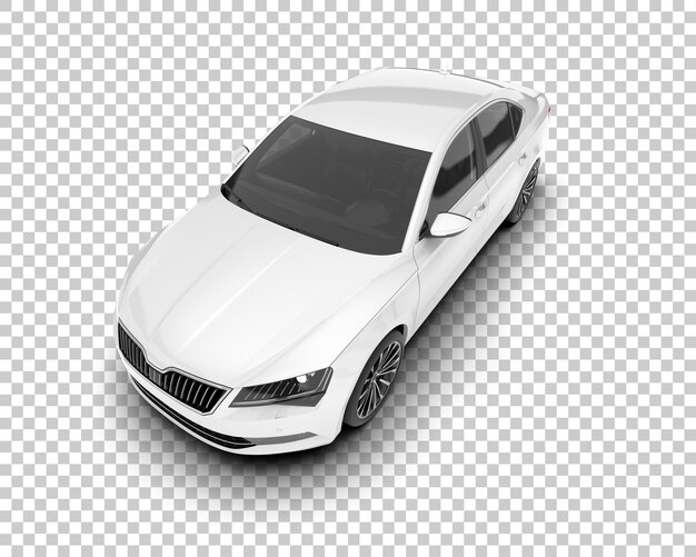 Auto de la ciudad blanco sobre un fondo transparente Ilustración de renderización 3D
