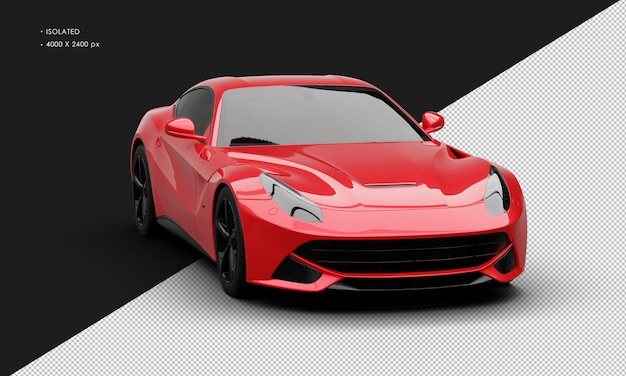 Auto da corsa moderna Super Sport rossa metallizzata realistica isolata dalla vista frontale destra