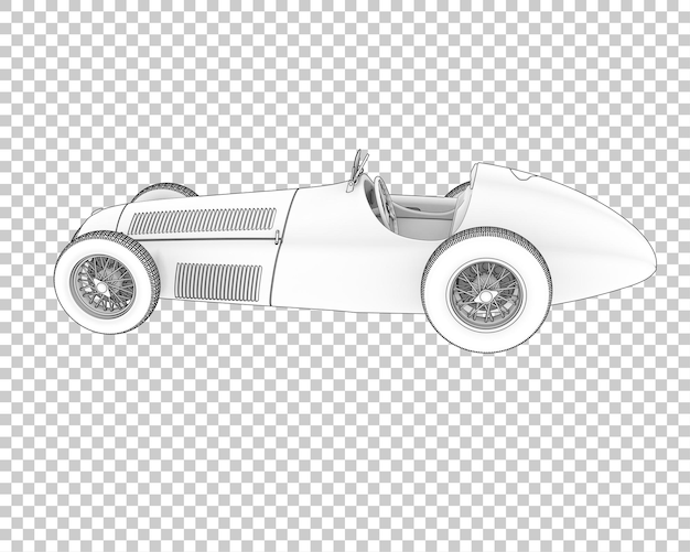 Auto da corsa retrò su sfondo trasparente 3d rendering illustrazione