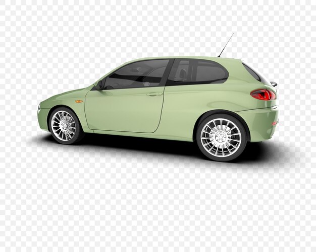 Auto hatchback isolata su sfondo trasparente illustrazione di rendering 3D