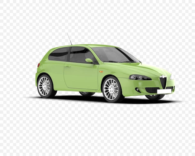 Auto hatchback isolata su sfondo trasparente illustrazione di rendering 3D