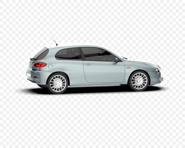 Auto hatchback isolata su sfondo trasparente illustrazione di rendering 3D