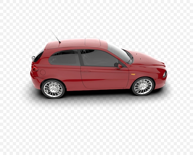 Auto hatchback isolata su sfondo trasparente illustrazione di rendering 3D
