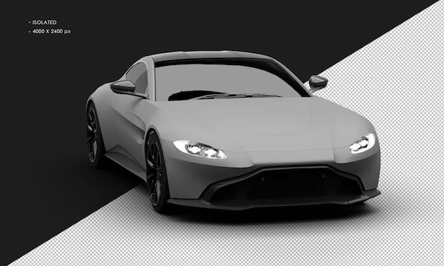 Auto súper sedán deportivo moderno de color gris mate realista aislado desde el ángulo delantero derecho