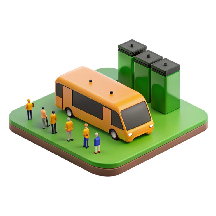 PSD un autobús con una caja verde en el frente y la palabra "bus" en el frente