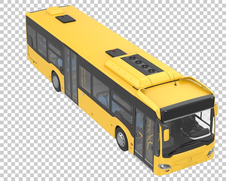 PSD autobús de la ciudad en la ilustración de renderizado 3d de fondo transparente