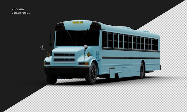 PSD autobus de passageiros convencional isolado azul mate realista do ângulo dianteiro esquerdo
