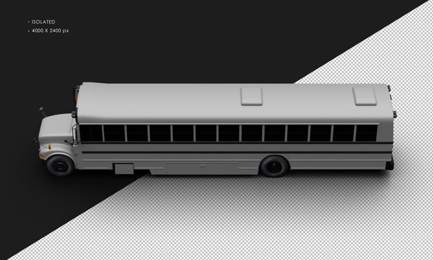 PSD autobus de passageiros convencional isolado de cinza mate realista da vista superior esquerda