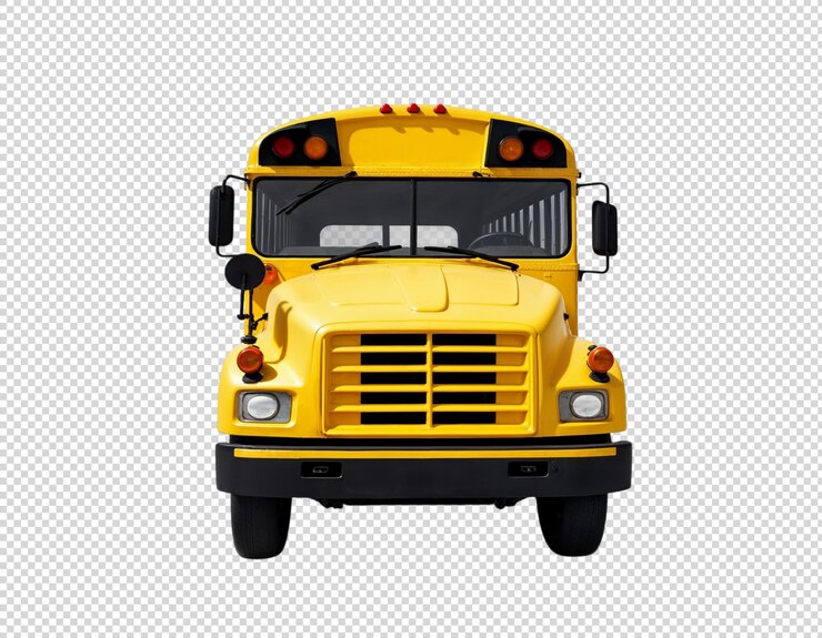PSD autobús escolar aislado en blanco