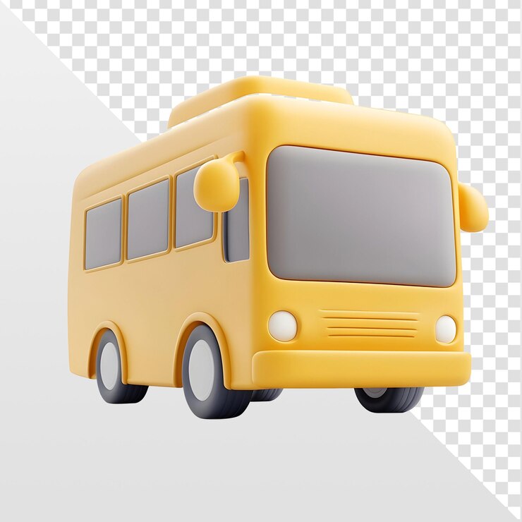 El autobús escolar amarillo 3D muestra la ilustración aislada