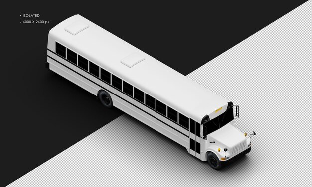 PSD autobús de pasajeros convencional aislado blanco mate realista desde la vista delantera superior derecha