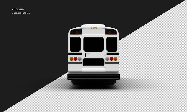 Autobús de pasajeros convencional aislado blanco mate realista desde la vista trasera