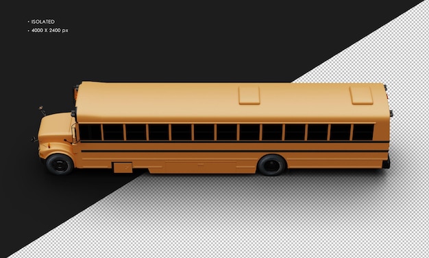 Autobús de pasajeros convencional aislado de color naranja mate realista desde la vista superior izquierda