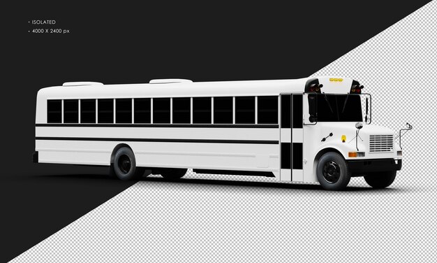 PSD autobús de pasajeros convencional blanco brillante aislado realista desde la vista frontal derecha